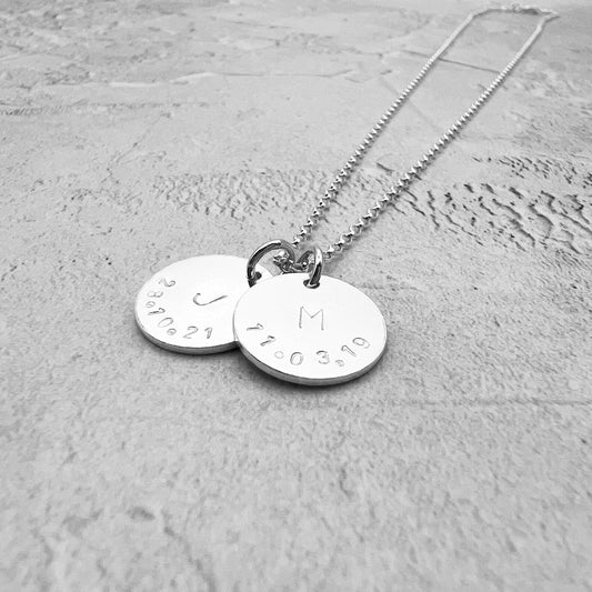 Personalised Initial & Date MIDI Disc Necklace